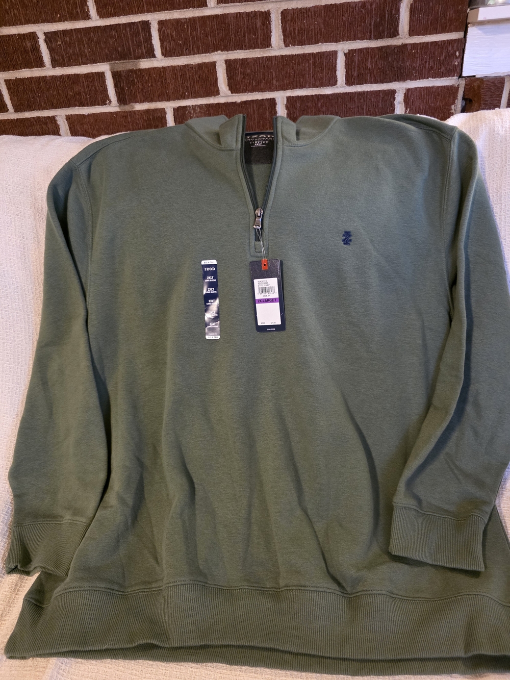 Izod Olive Green Quarter-Zip Men's Sweater